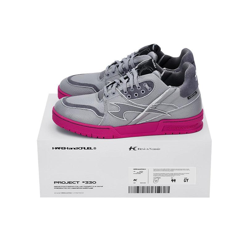 Grey and Pink Classic Low Top Sneakers - Skipkicks