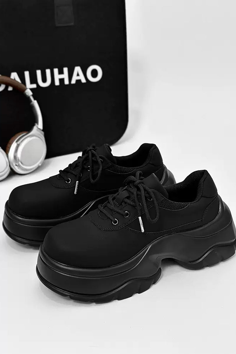Black Chunky Platform Derby Sneakers - Skipkicks