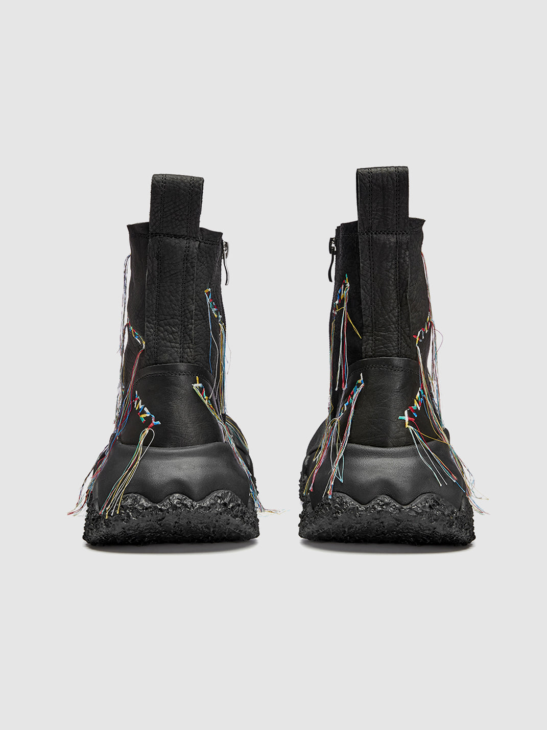 Black Geometric Planet Fringe Western Ankle Boots - Skipkicks