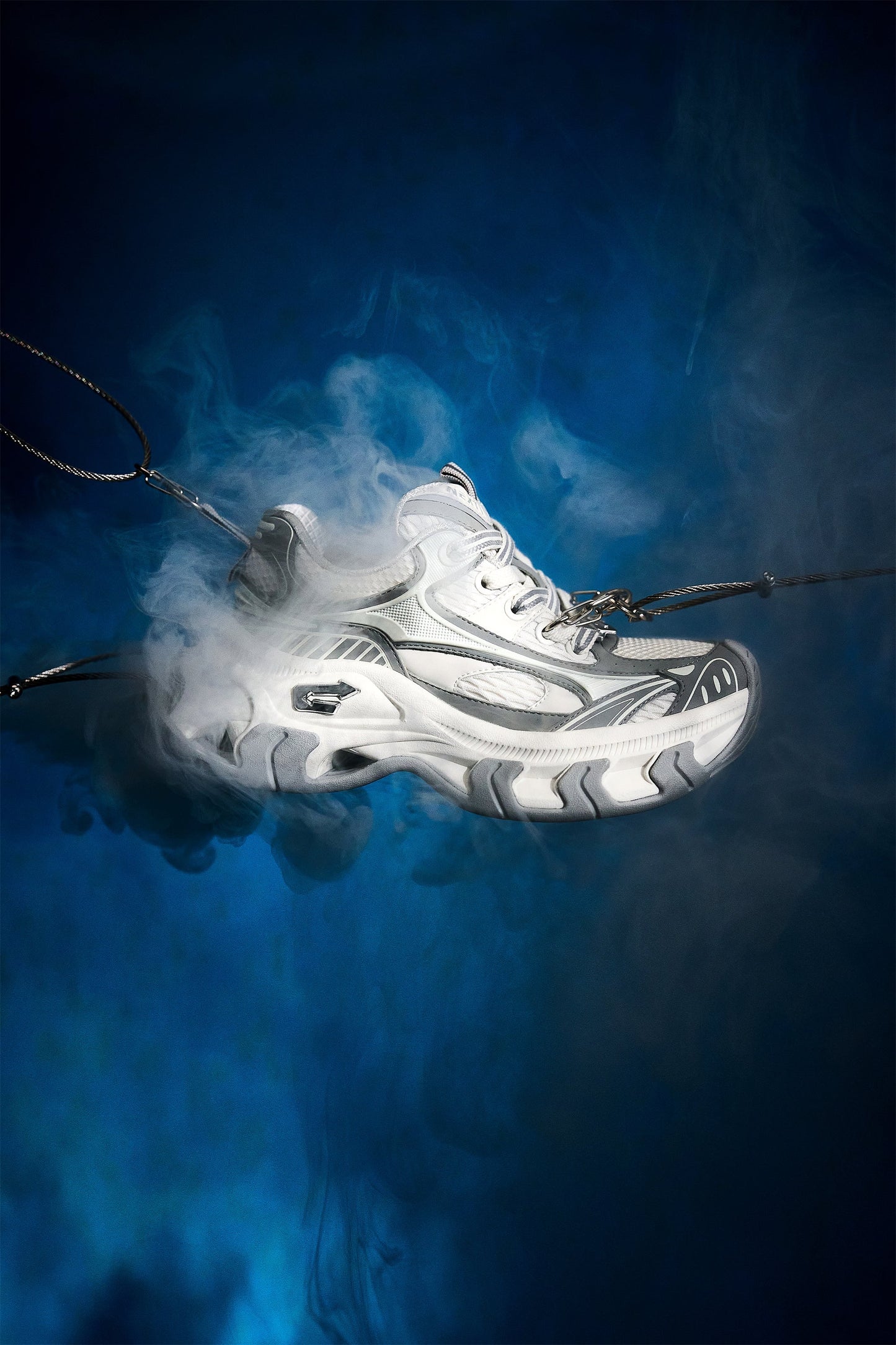 Gray-Teal Papillon Platform Sneakers