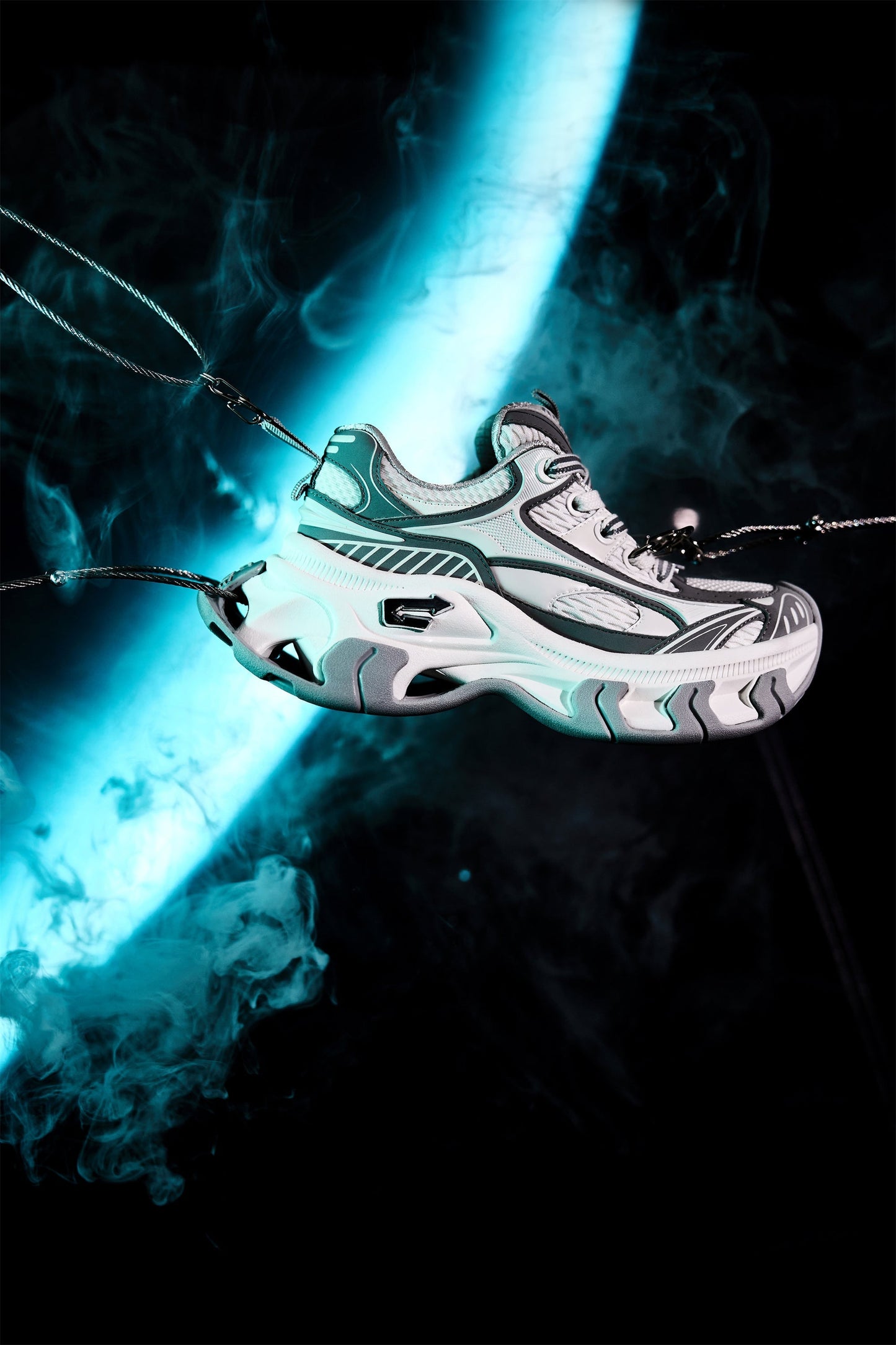 Gray-Teal Papillon Platform Sneakers