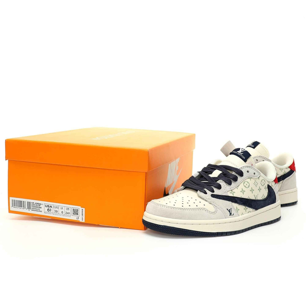 Custom Air Jordan 1 Low OG SP"Beige/Navy LV Monogram SneakerNational