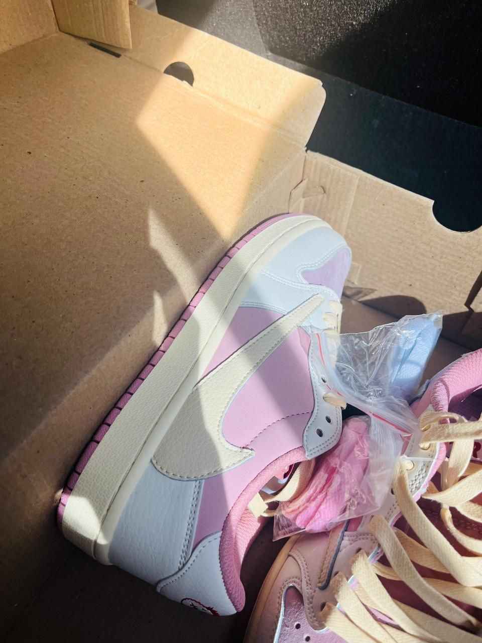 Custom Air Jordan 1 Low White Pink Travis Scott Edition