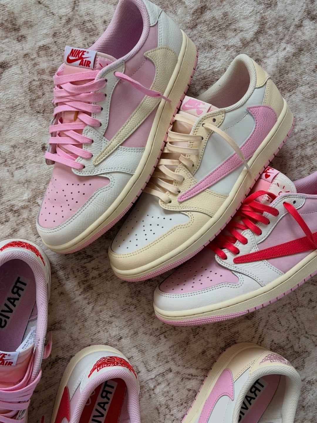 Custom Air Jordan 1 Low White Pink Travis Scott Edition