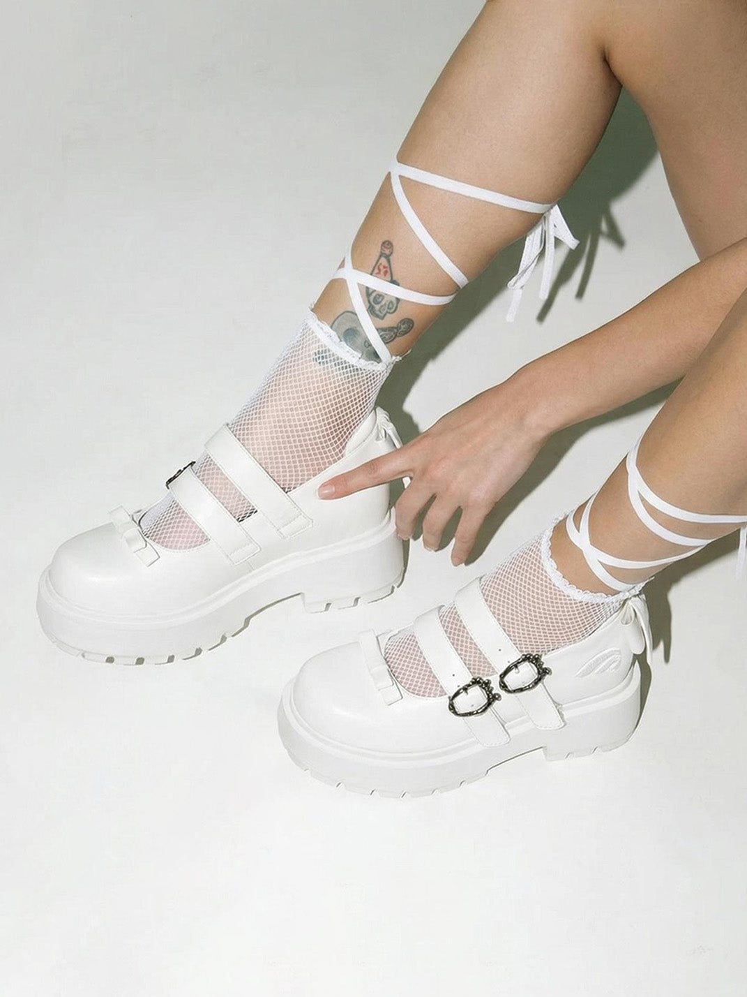 White Bow Platform Mary Jane Shoes - Skipkicks