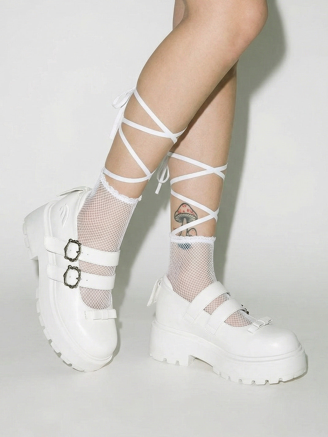 White Bow Platform Mary Jane Shoes - Skipkicks