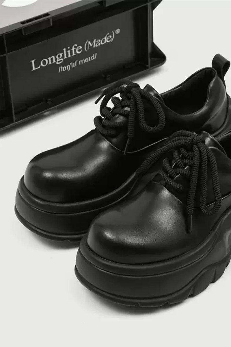 Black Chunky Platform Derby Sneakers - Skipkicks