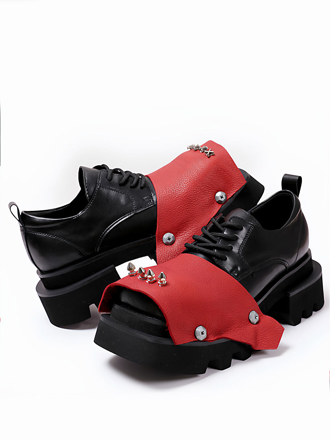 Black Trendy Square-Toe Derby Shoes - Skipkicks
