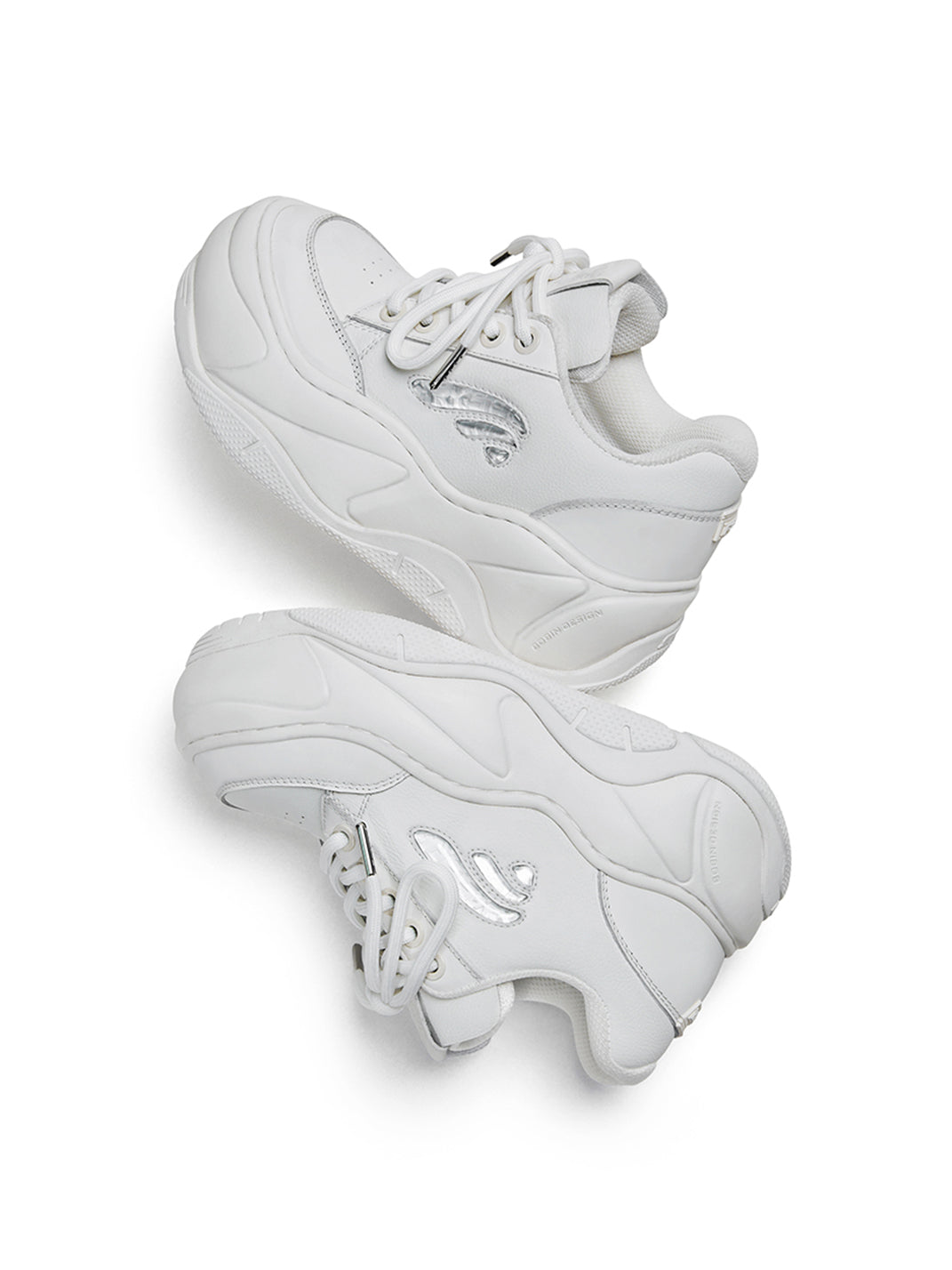 White WiFi 2.0 Wave Leather Platform Sneakers - Skipkicks