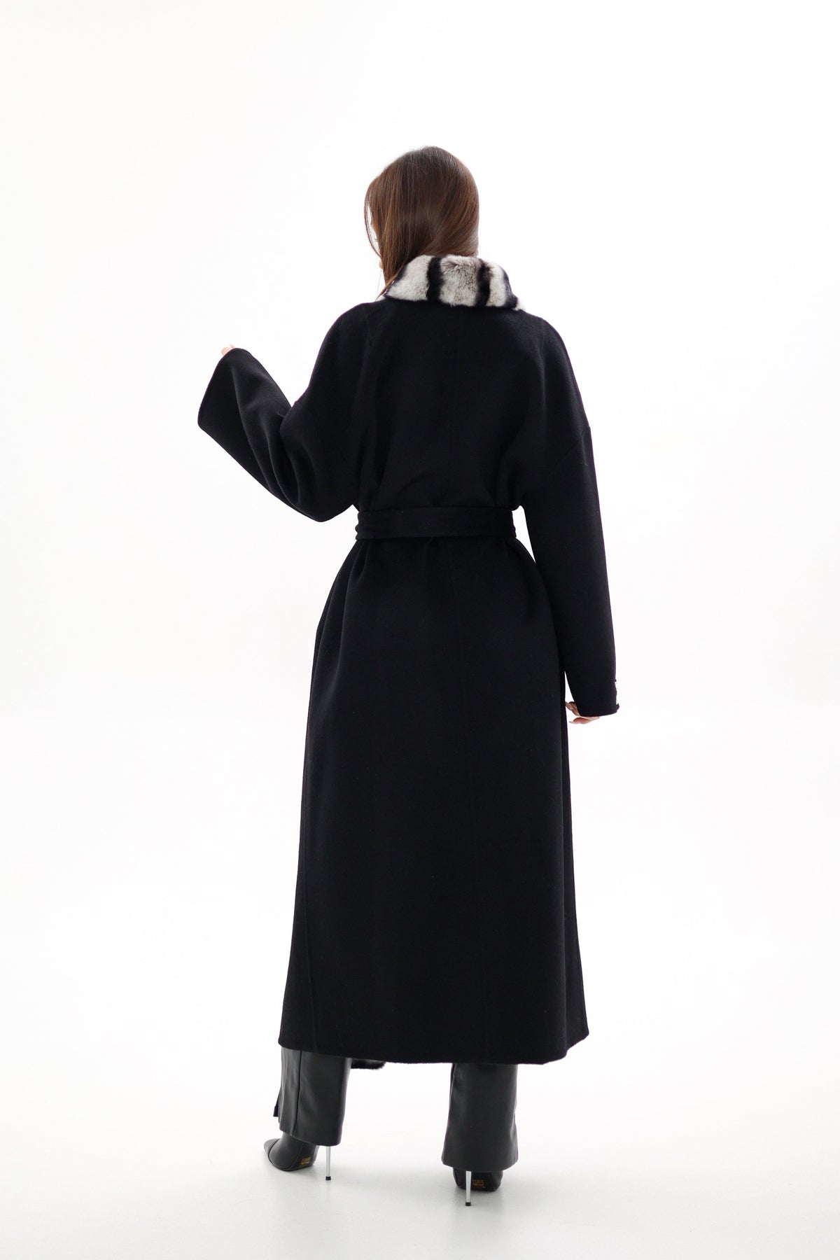 Genuine French Orylag Fur Italian Cashmere Wool Coat