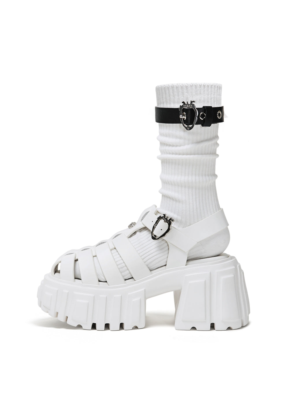 Black Chunky-Heel Roman Platform Sandals - Skipkicks