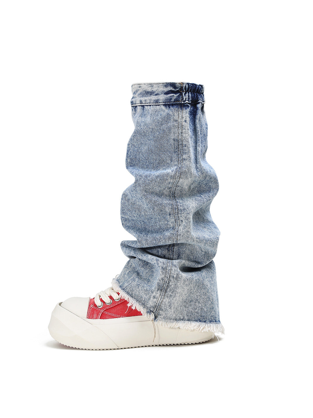 Denim Bare Look Washed Platform Sneakers - Skipkicks