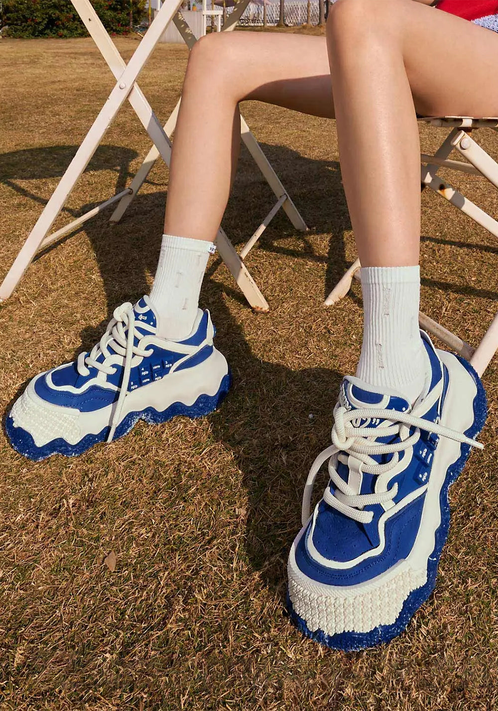 Blue Stellar Nova Chunky Sole Colorblock Sneakers - Skipkicks