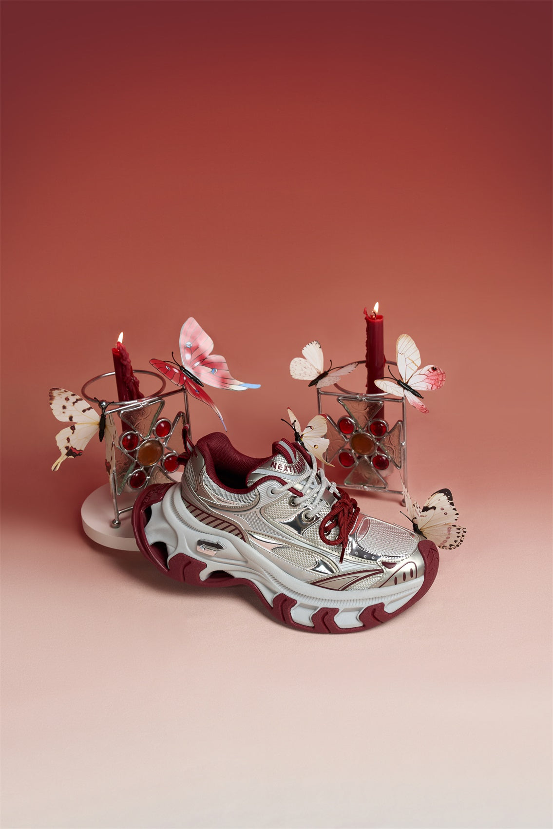 Red Papillon Platform Sneakers
