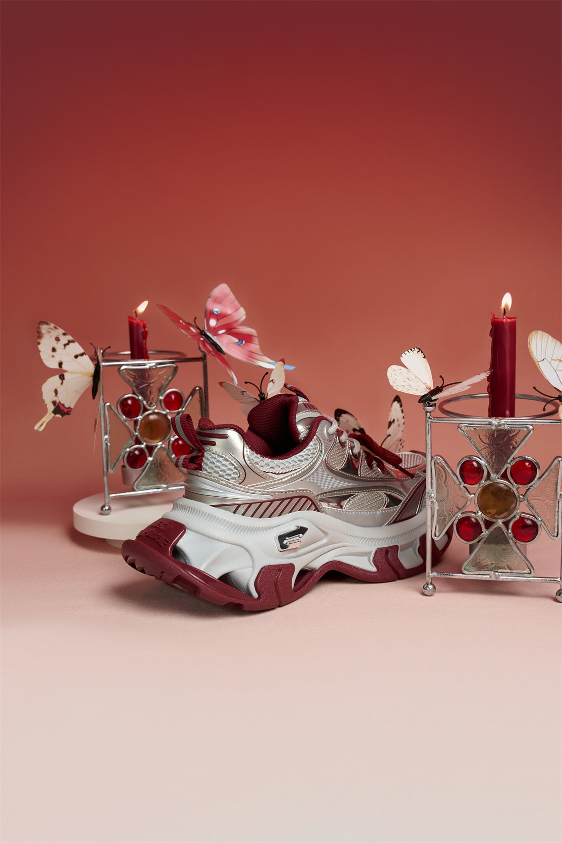 Red Papillon Platform Sneakers