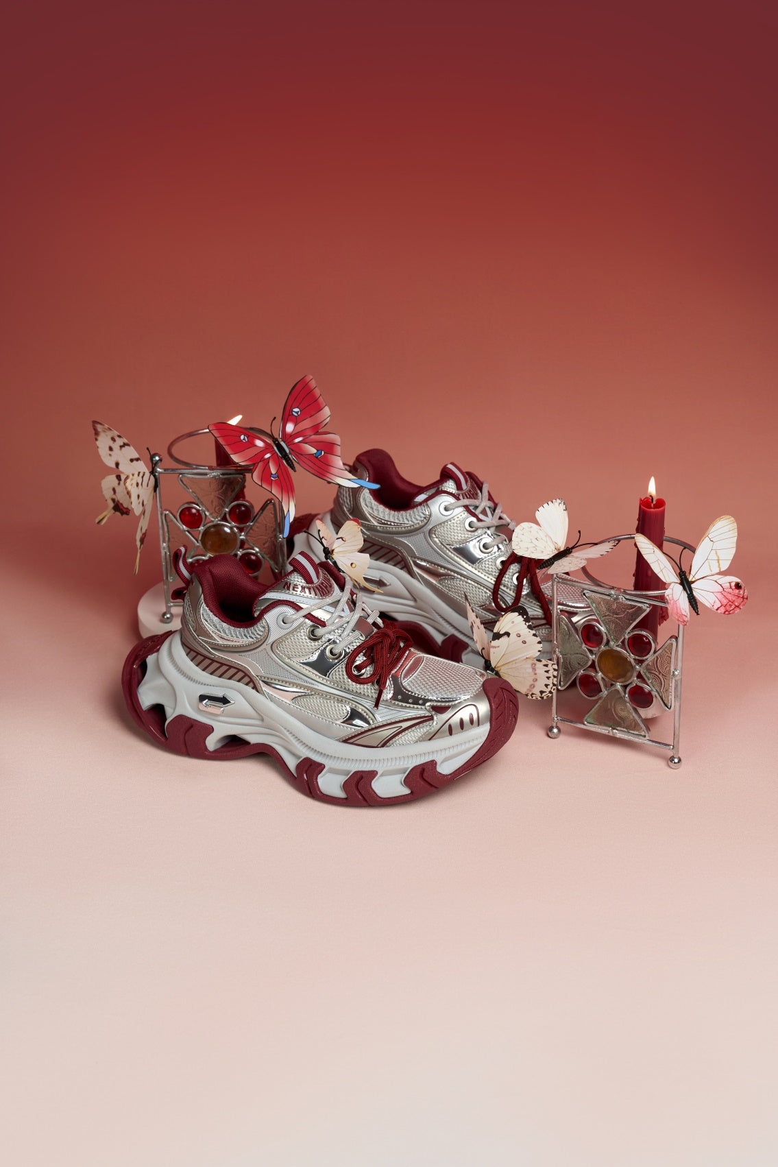 Red Papillon Platform Sneakers