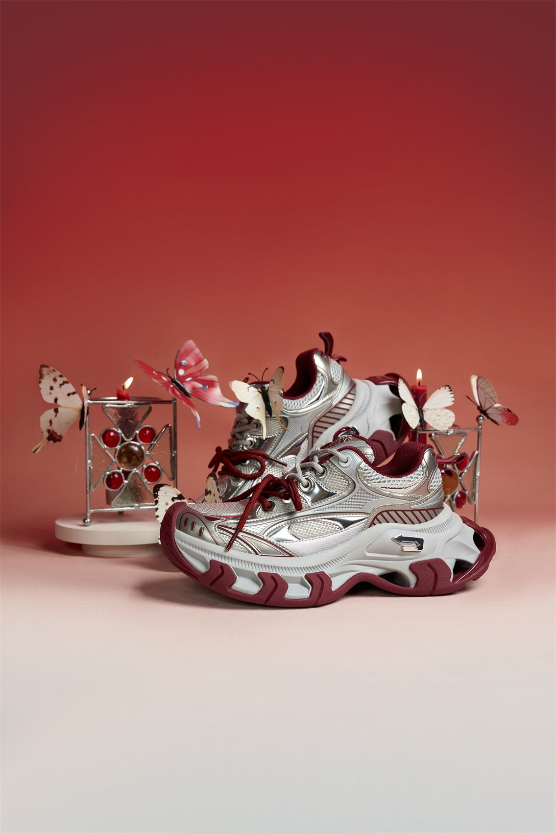 Red Papillon Platform Sneakers