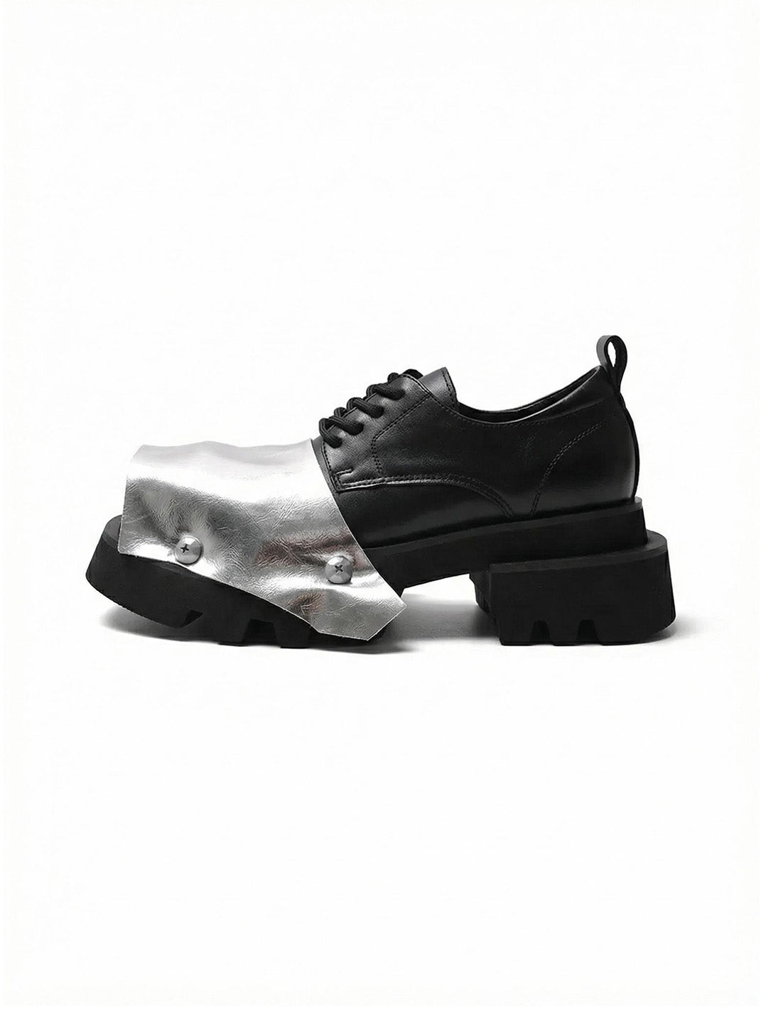 Silver Square-Toe Platform Derby Shoes - Skipkicks