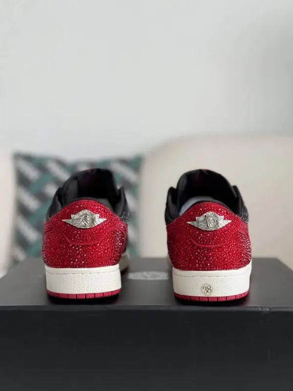 Air Jordan 1 Low – Bred Bling Black & Red: Shine in Style