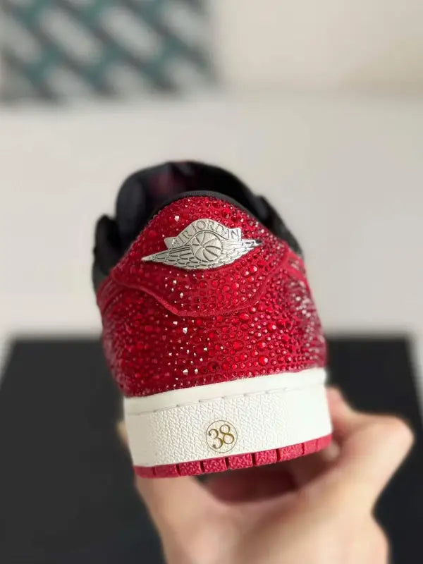 Air Jordan 1 Low – Bred Bling Black & Red: Shine in Style