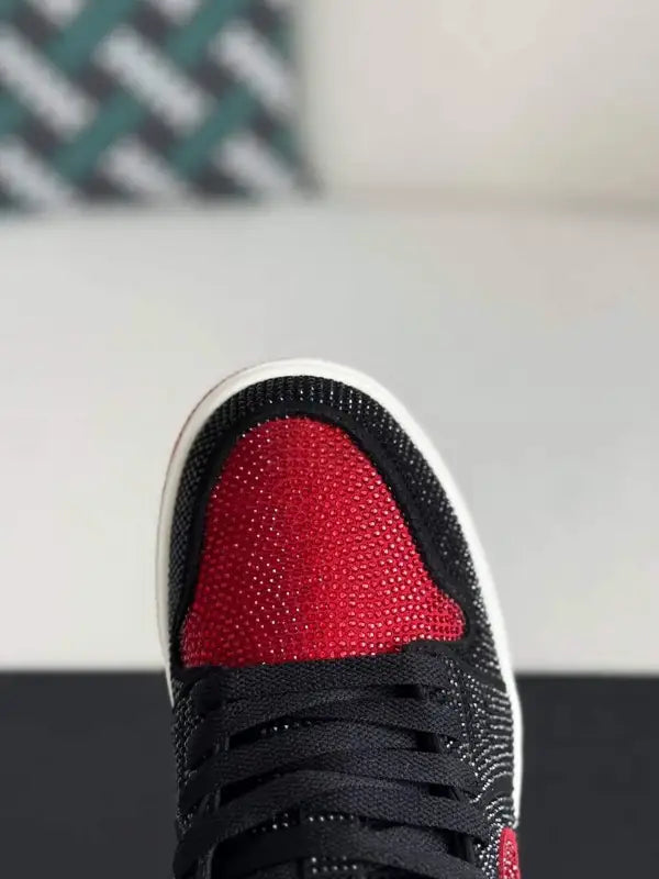 Air Jordan 1 Low – Bred Bling Black & Red: Shine in Style