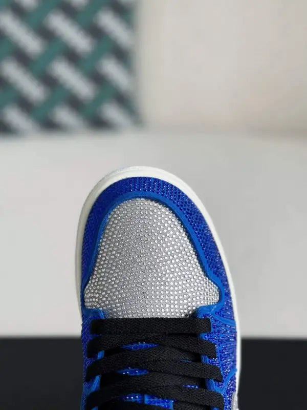 Air Jordan 1 Low - Royal Bling with Royal Blue & Silver Rhinestones