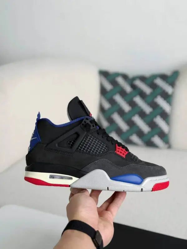 Air Jordan 4 Retro - Rare Air Black, Royal Blue & Red Sneakers