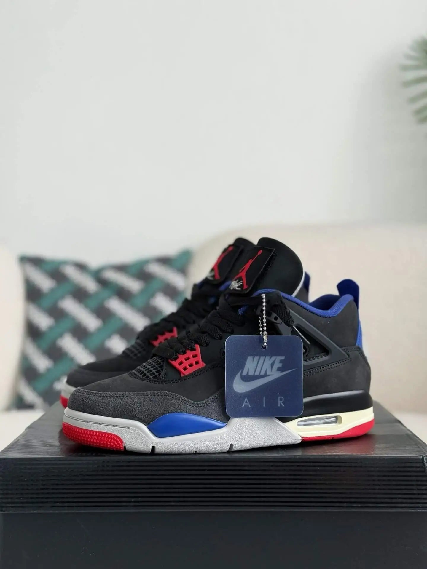 Air Jordan 4 Retro - Rare Air Black, Royal Blue & Red Sneakers