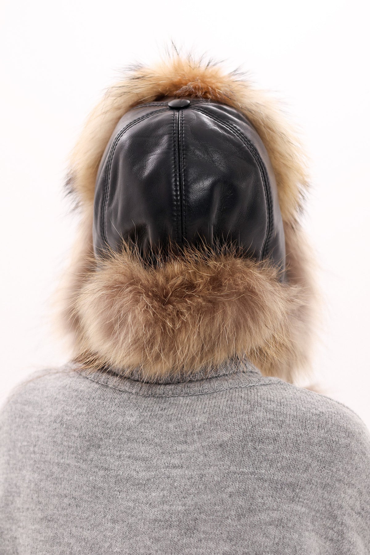 Genuine Racoon Fur Genuine Leather Hat