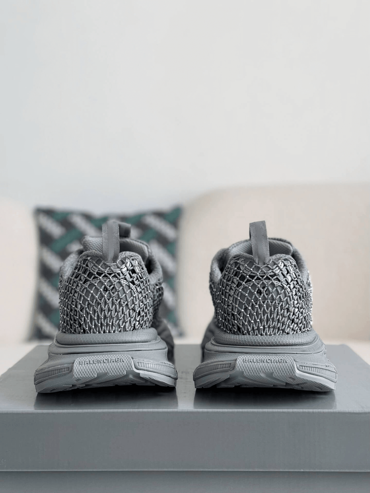 Balenciaga 3XL Sneaker Mesh Rhinestone – Grey CUSTOM