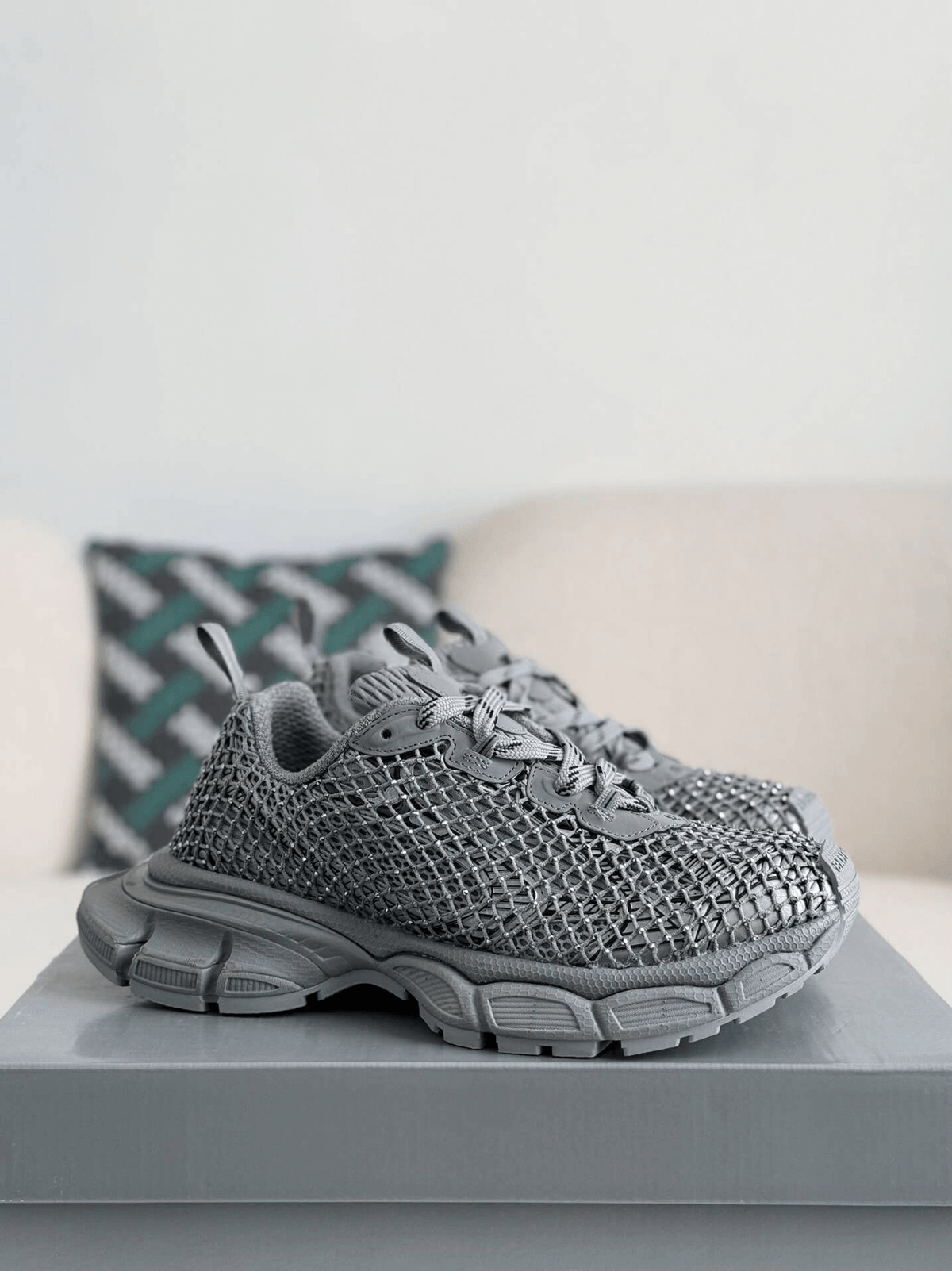 Balenciaga 3XL Sneaker Mesh Rhinestone – Grey CUSTOM