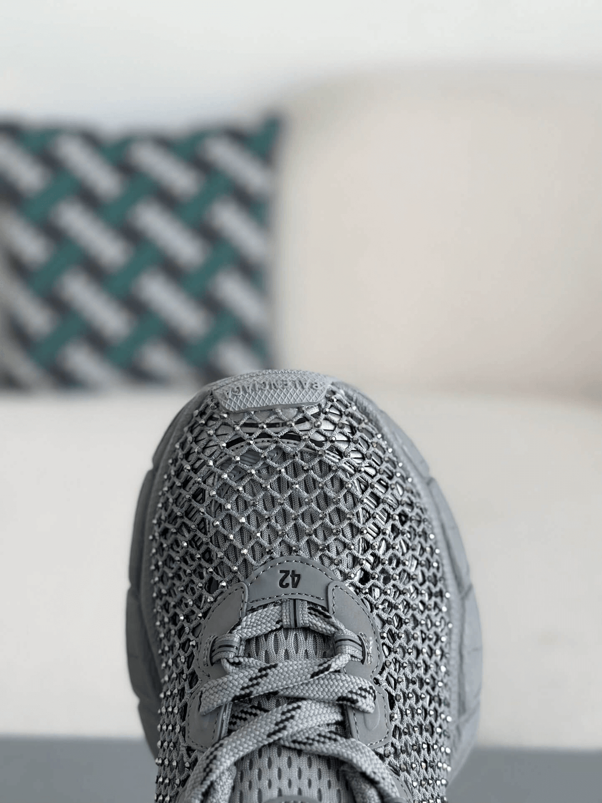 Balenciaga 3XL Sneaker Mesh Rhinestone – Grey CUSTOM