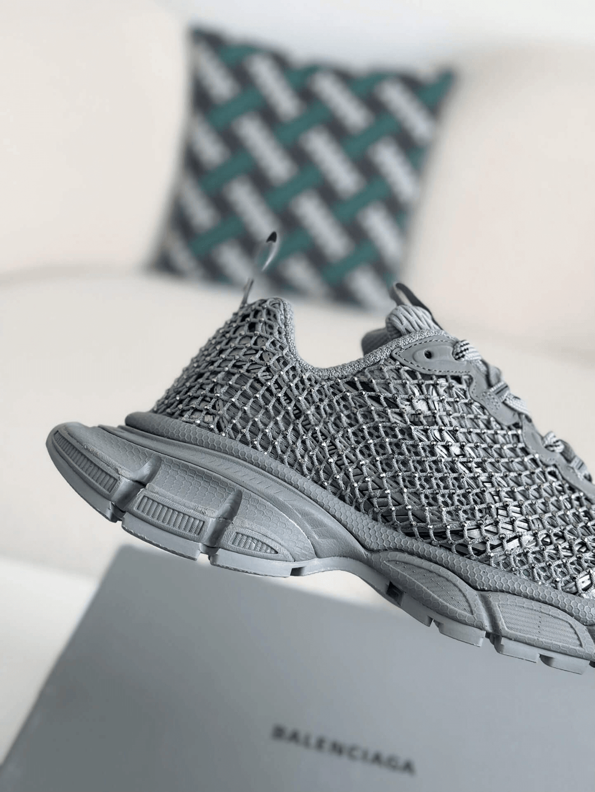 Balenciaga 3XL Sneaker Mesh Rhinestone – Grey CUSTOM