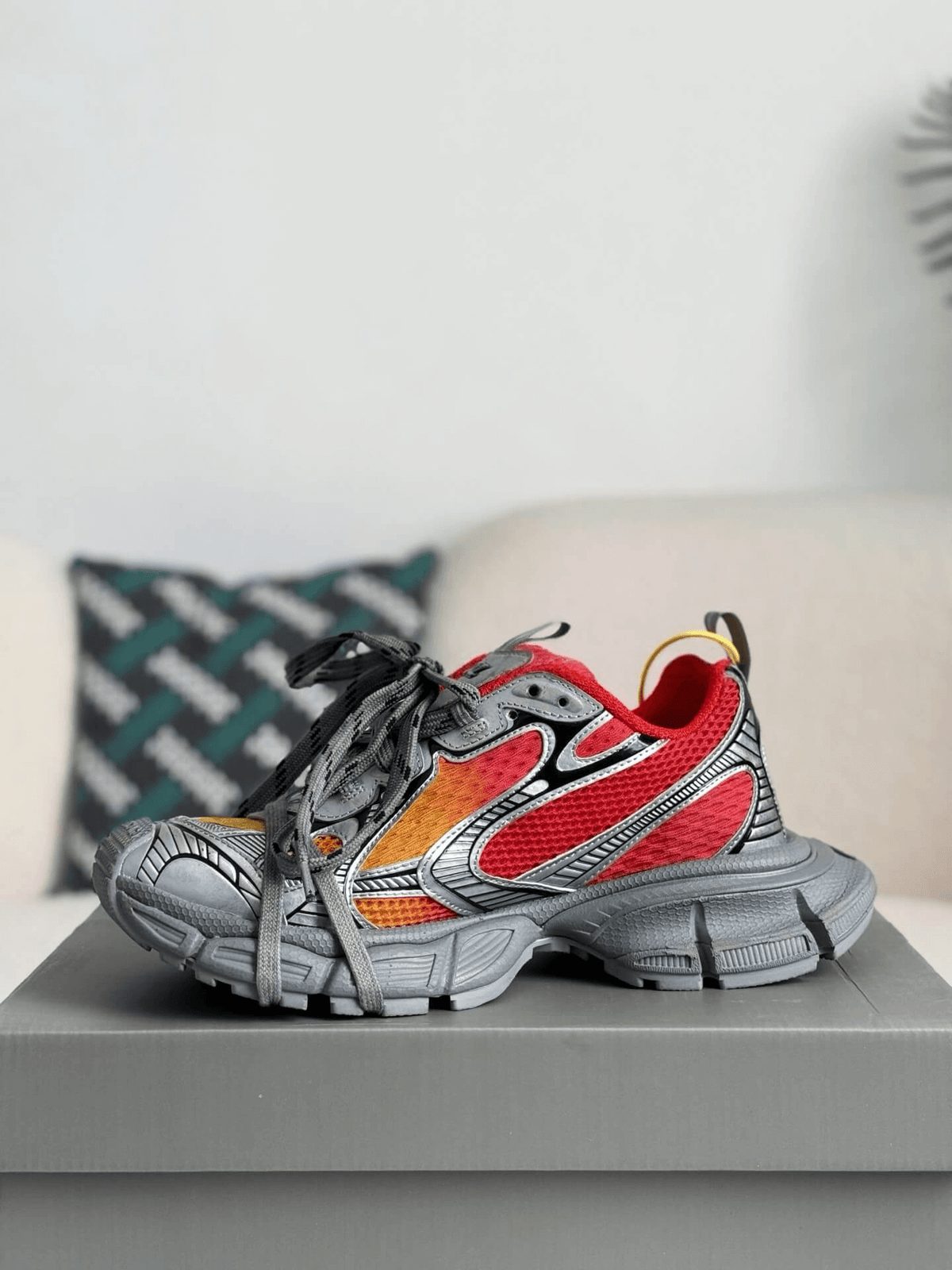 Balenciaga 3XL Sneaker – Red, Yellow & Metallic Silver CUSTOM