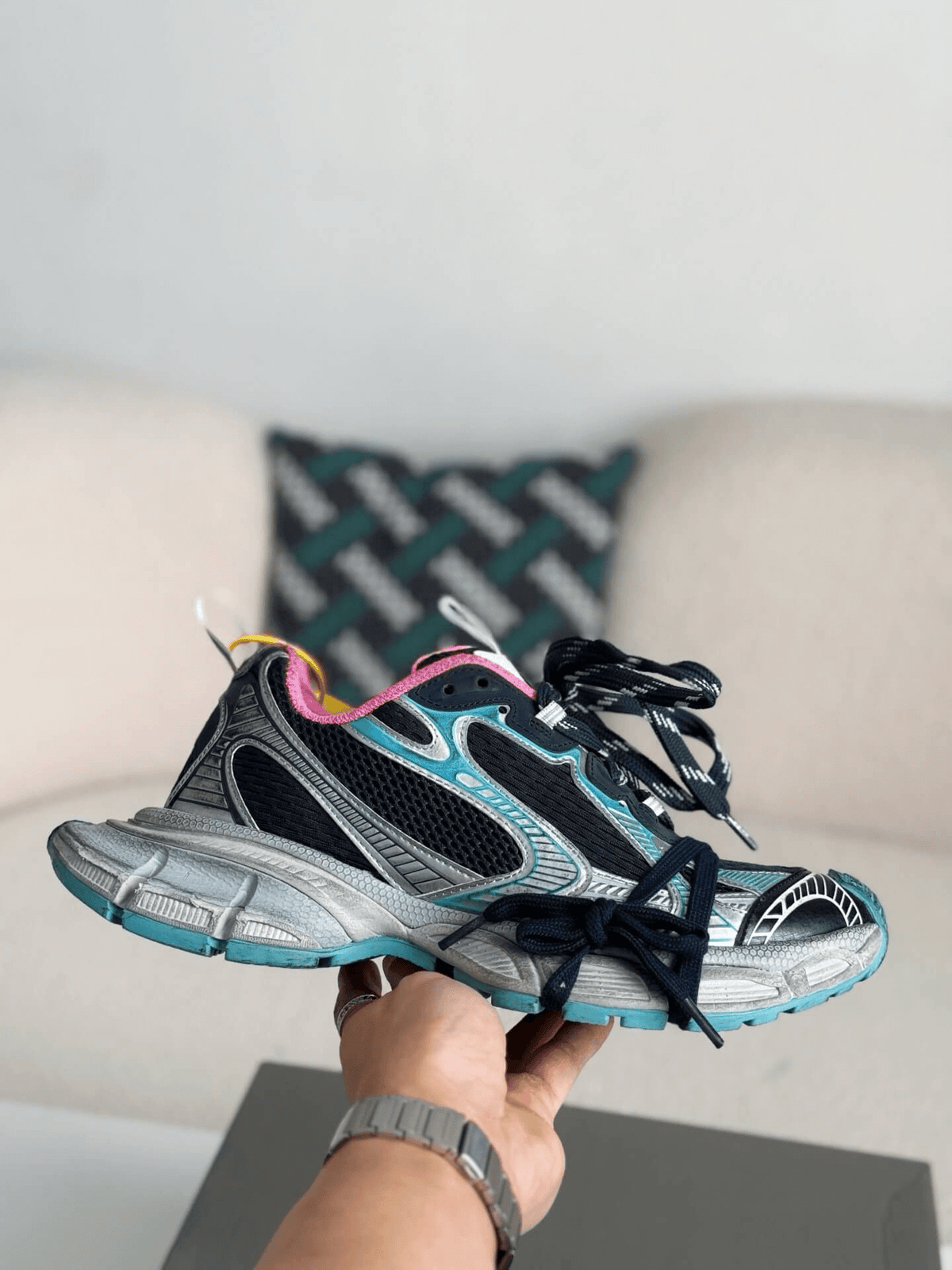 Balenciaga 3XL Sneaker – Navy, Silver & Pink CUSTOM