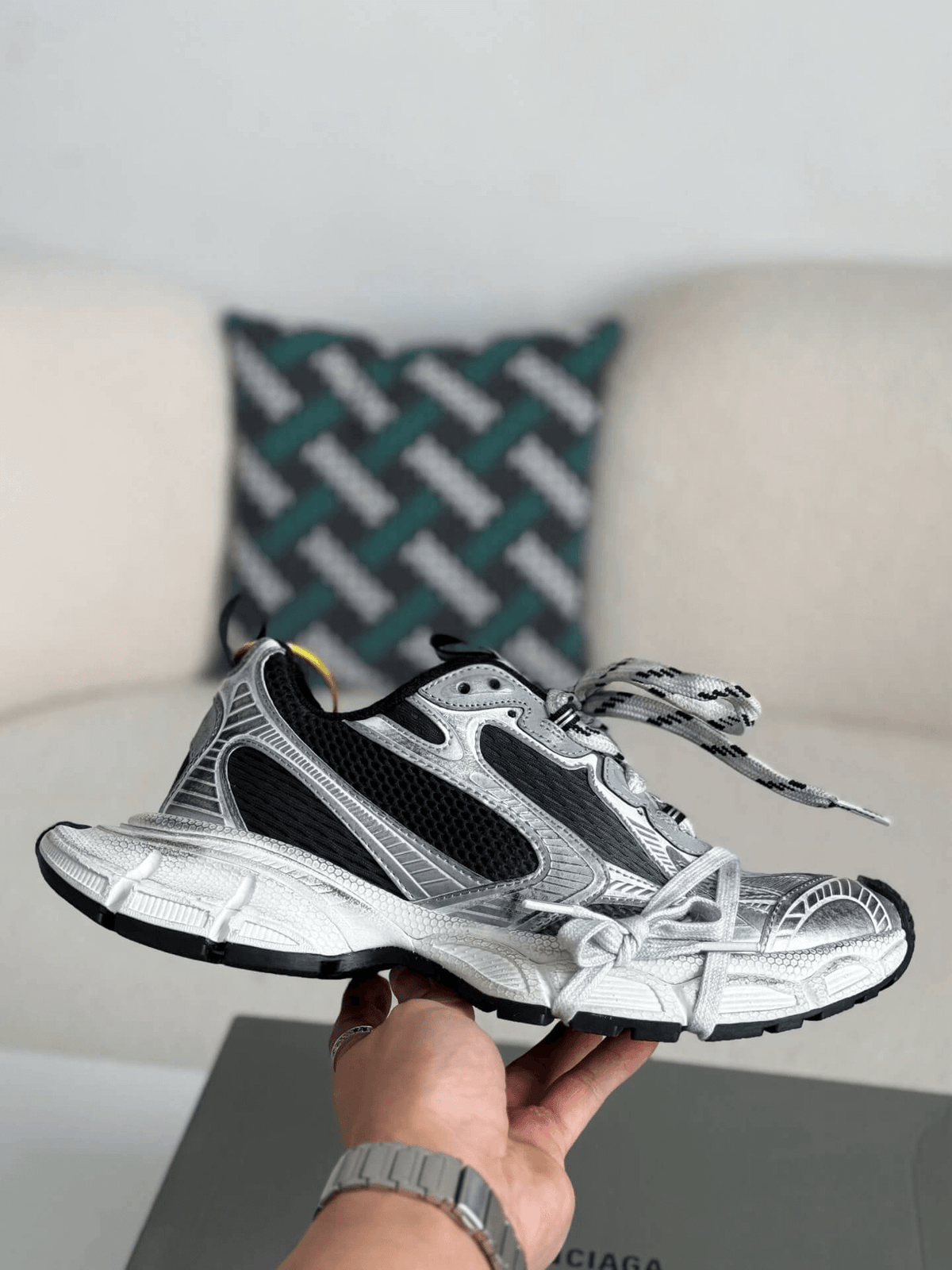Balenciaga 3XL Sneaker – Silver, Black & White CUSTOM