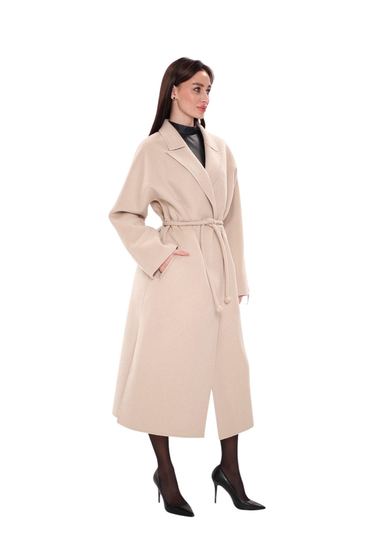 Margaret Premium Lana Wool Cashmere Coat in Royal Creme