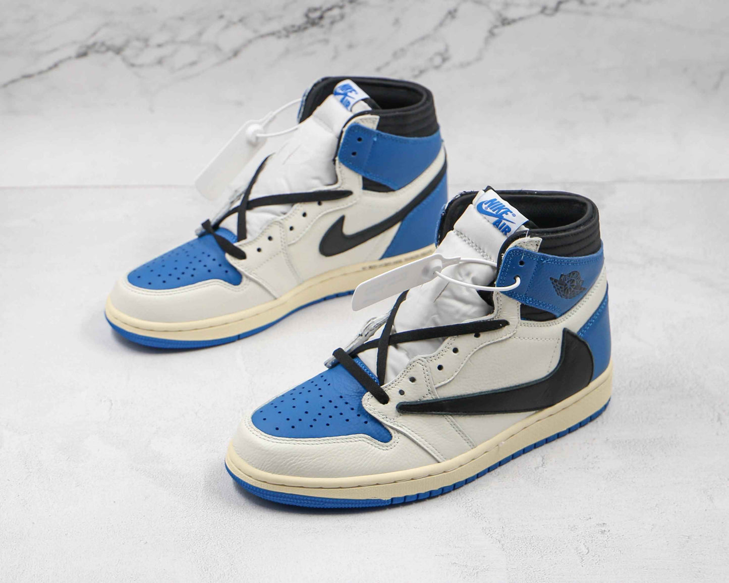 Custom Blue T-Scott x Fragment Air Jordan 1 High Q - Limited Edition Sneakers