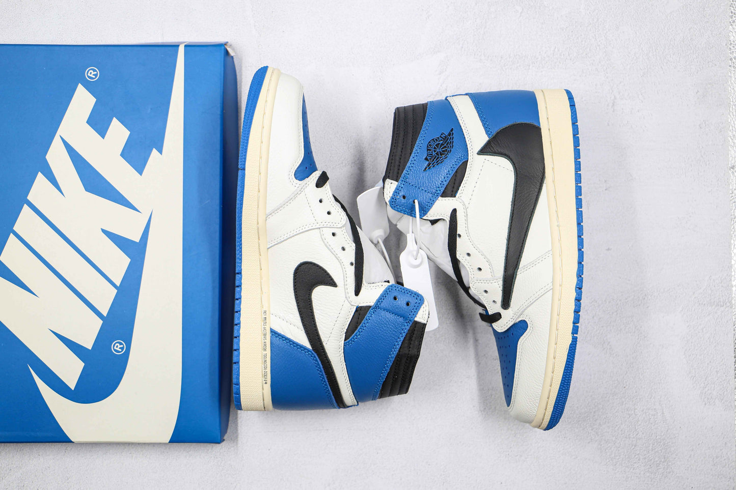Custom Blue T-Scott x Fragment Air Jordan 1 High Q - Limited Edition Sneakers