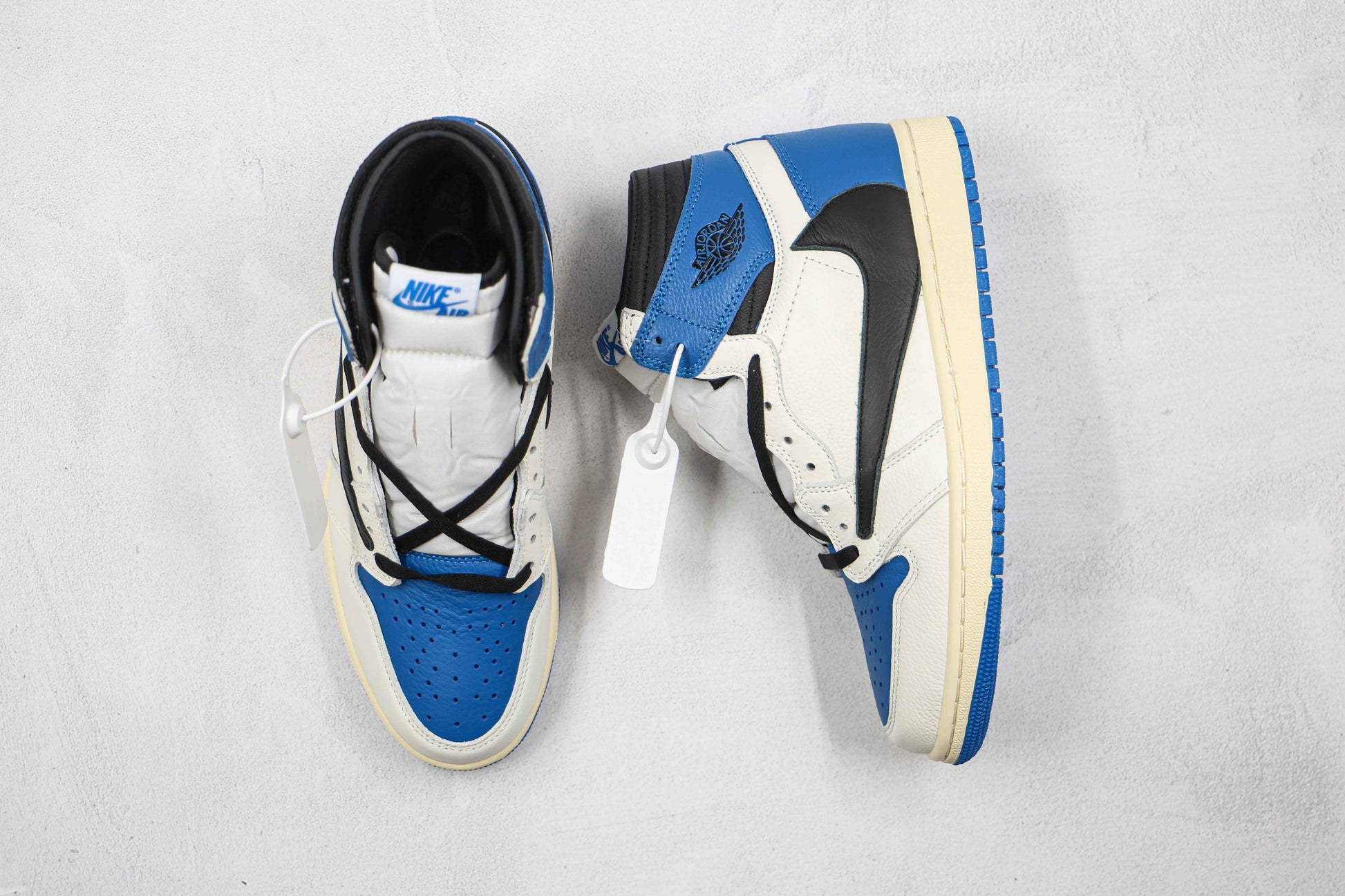 Custom Blue T-Scott x Fragment Air Jordan 1 High Q - Limited Edition Sneakers