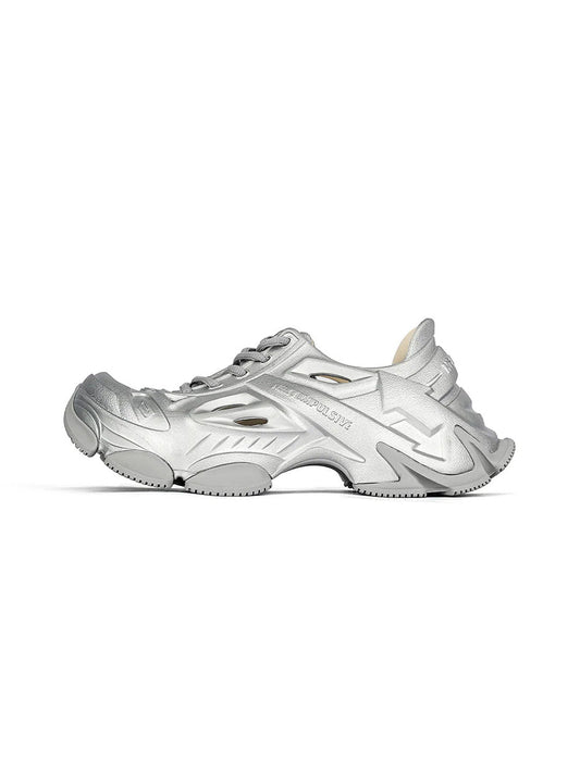 Silver Time-Space Platform Clog Sneakers