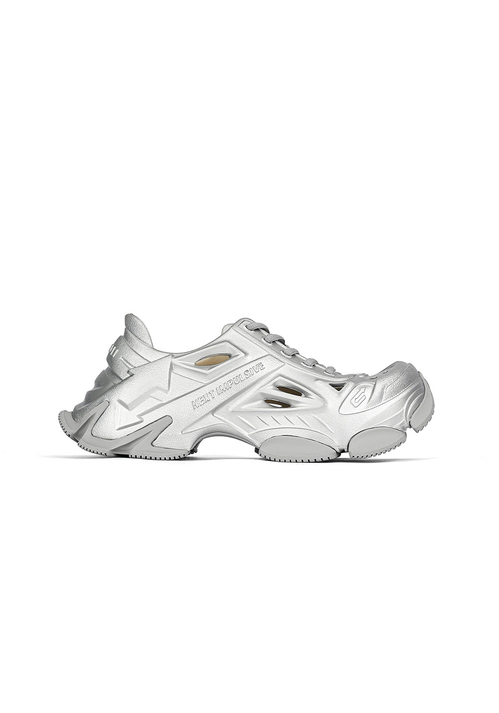 Silver Time-Space Platform Clog Sneakers