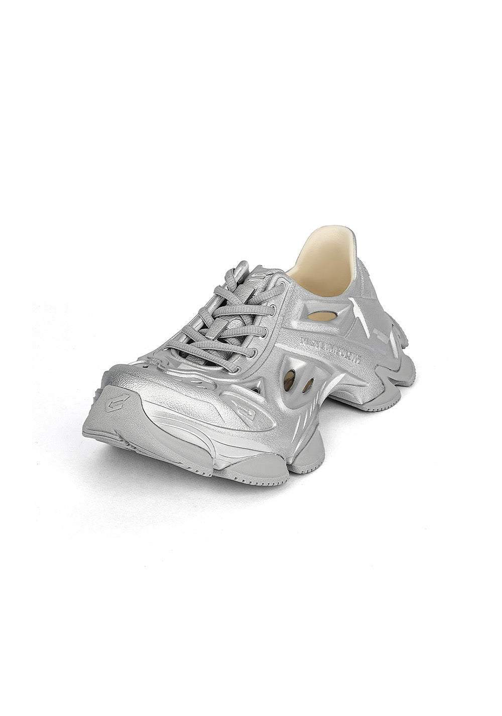 Silver Time-Space Platform Clog Sneakers