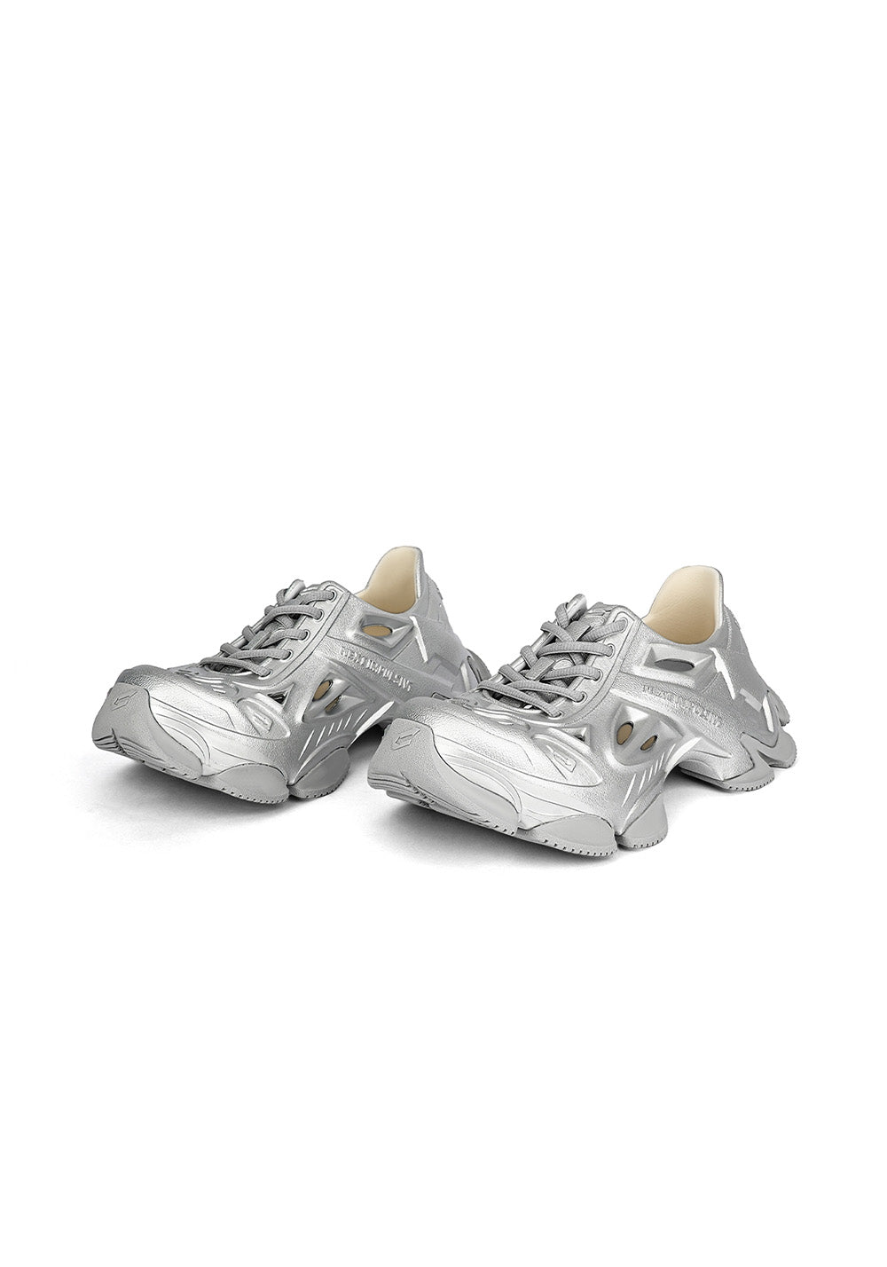 Silver Time-Space Platform Clog Sneakers