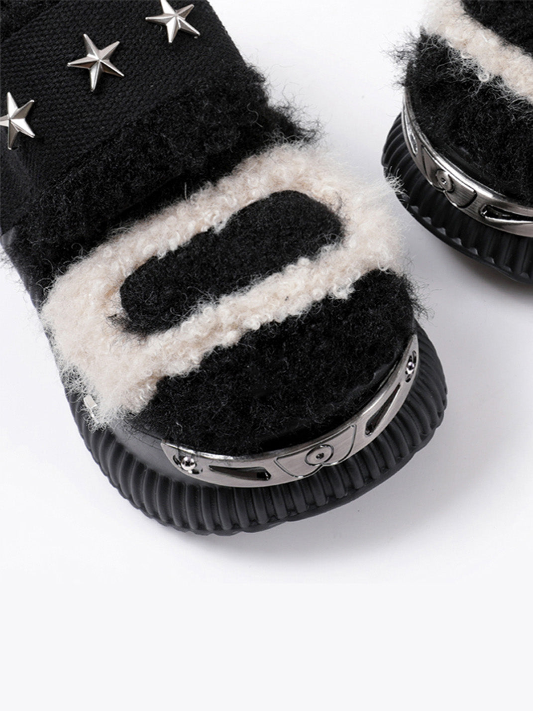 Beige Y2K Platform Fuzzy Star Detail Sneakers - Skipkicks
