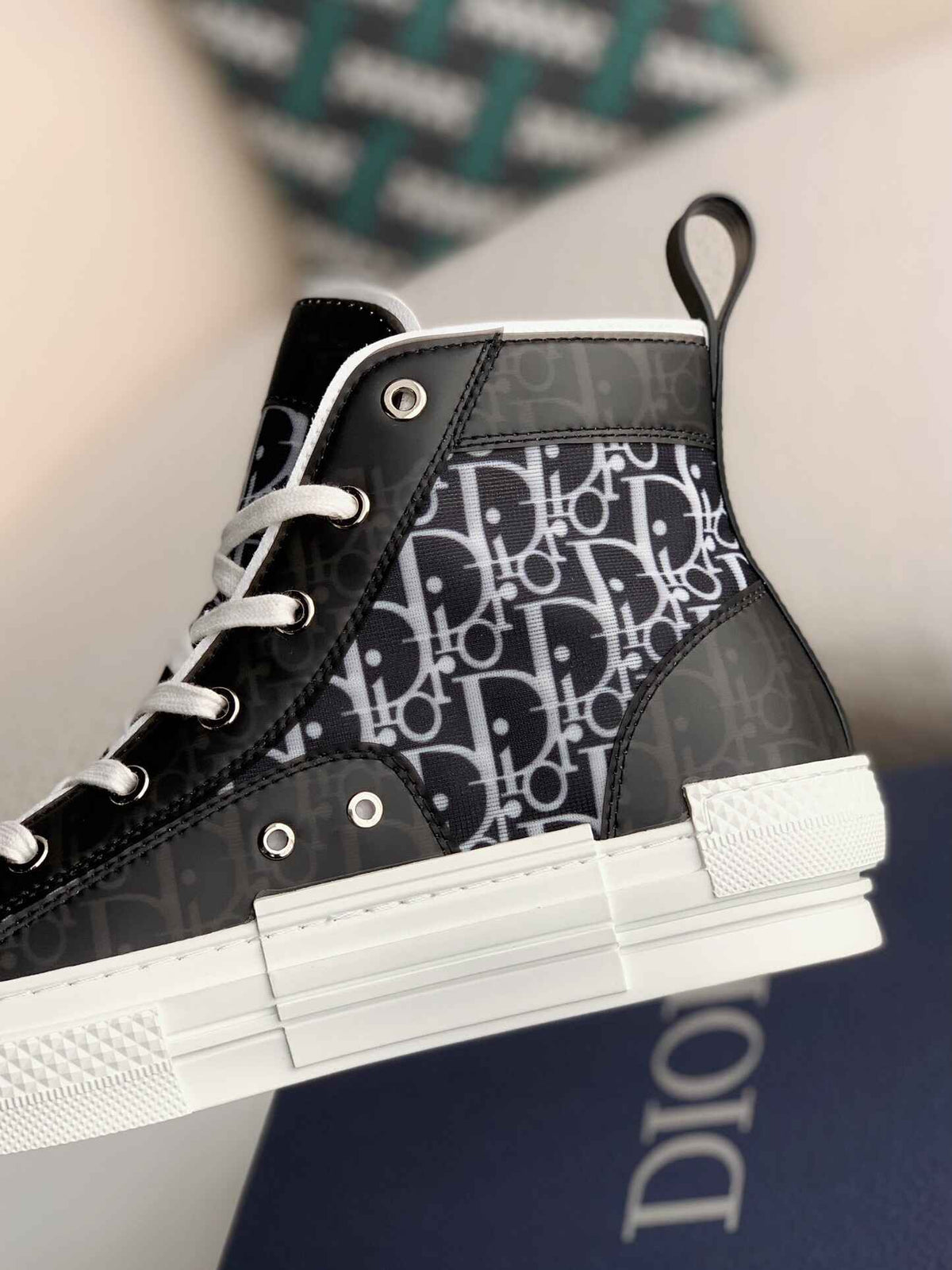 Dior B23 High-Top Sneaker in Black & White Dior Oblique Canvas CUSTOM
