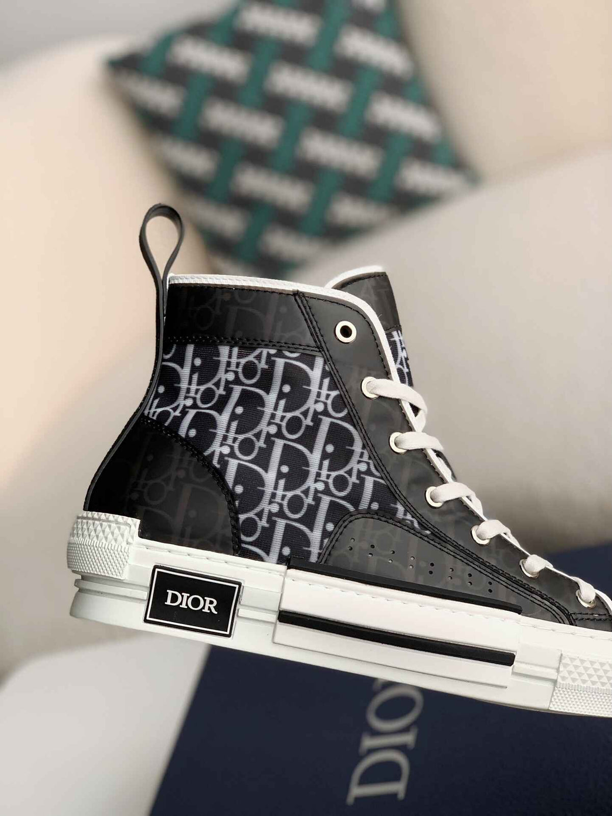 Dior B23 High-Top Sneaker in Black & White Dior Oblique Canvas CUSTOM