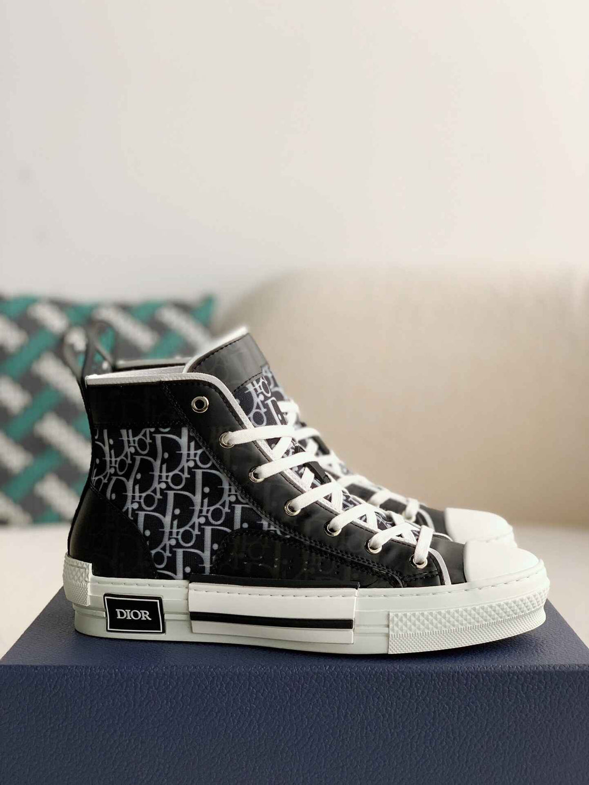 Dior B23 High-Top Sneaker in Black & White Dior Oblique Canvas CUSTOM