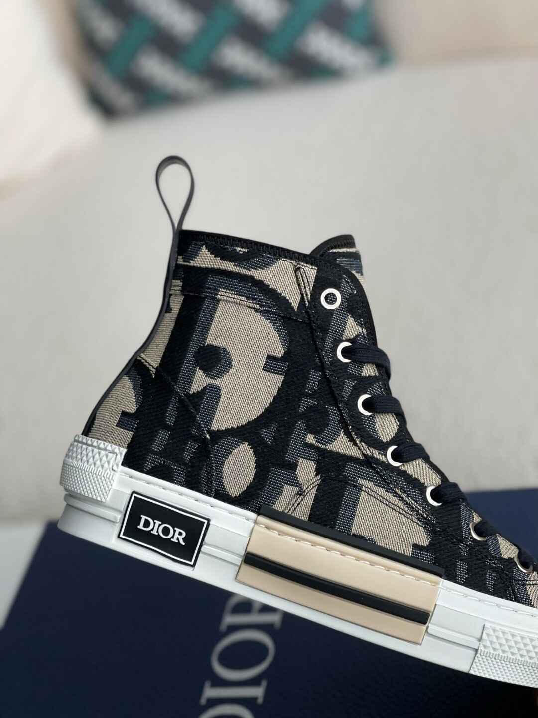 Dior B23 High-Top Sneaker in Black Oblique Jacquard CUSTOM