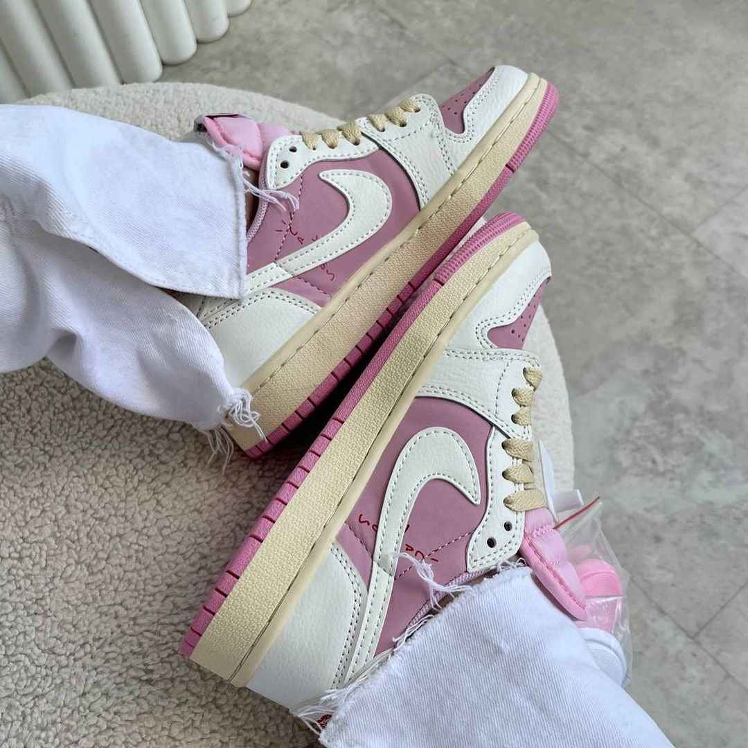 Custom Air Jordan 1 Low White Pink Travis Scott Edition